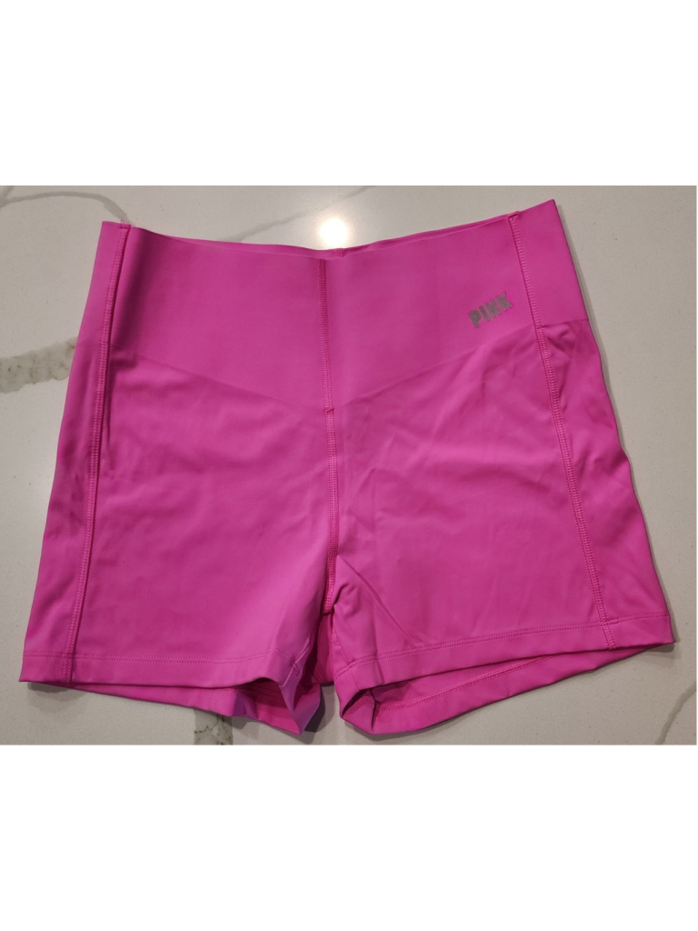 PINK Active Victoria’s Secret High Waist Bike Shorts Bright Hot Pink Size L NWT - Picture 1 of 8